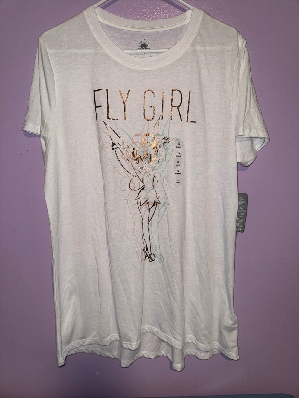Disney White 'Fly Girl' Metallic-Accent Tinker Bell Tee